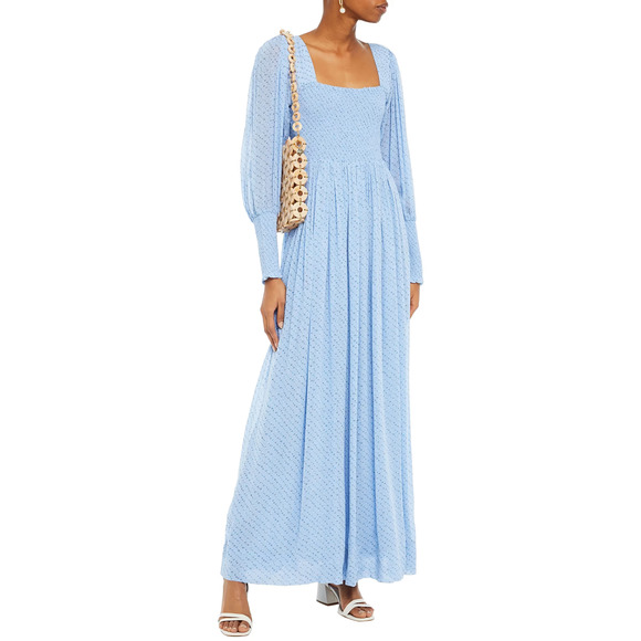 Ganni Dresses & Skirts - GANNI Georgette Floral Maxi Dress Blue